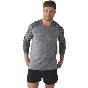 lululemon athletica Men's Gray Metal Vent Check Long Sleeve Tee Size Fitted MED